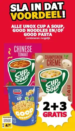 MCD Supermarkt ALLE UNOX CUP A SOUP, GOOD NOODLES EN/OF GOOD PASTA aanbieding