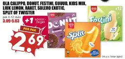 MCD Supermarkt OLA CALIPPO, DONUT, FESTINI, GUUUD, KIDS MIX, LIUK LEMON, RAKET, SOLERO EXOTIC, SPLIT OF TWISTER aanbieding