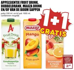 MCD Supermarkt APPELSIENTJE FRUIT DRINK, DUBBELDRANK, MAAZA DRINK EN/OF VAN DE BOOM SAPPEN aanbieding