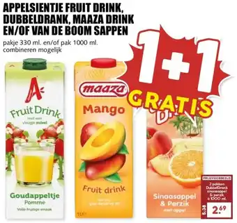 MCD Supermarkt APPELSIENTJE FRUIT DRINK, DUBBELDRANK, MAAZA DRINK EN/OF VAN DE BOOM SAPPEN aanbieding
