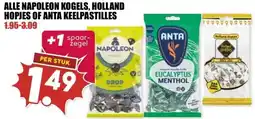 MCD Supermarkt ALLE NAPOLEON KOGELS, HOLLAND HOPJES OF ANTA KEELPASTILLES aanbieding