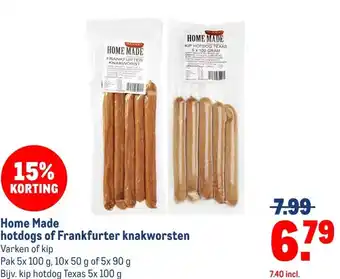 Makro Home Made hotdogs of Frankfurter knakworsten aanbieding