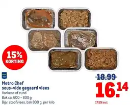 Makro Metro Chef sous-vide gegaard vlees aanbieding