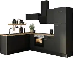 Hornbach OPTIFIT Hoekkeuken zonder apparatuur Ingvar420 antraciet mat 270x60 cm aanbieding