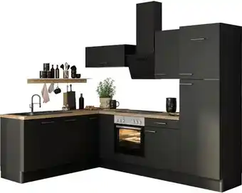 Hornbach OPTIFIT Hoekkeuken zonder apparatuur Ingvar420 antraciet mat 270x60 cm aanbieding