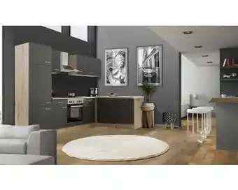Hornbach FLEX WELL Hoekkeuken met apparatuur Tiago basaltgrijs mat 280x170 cm aanbieding