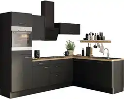 Hornbach OPTIFIT Hoekkeuken met apparatuur Ingvar420 antraciet mat 270x200 cm aanbieding
