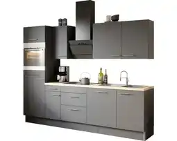 Hornbach OPTIFIT Keukenblok met apparatuur Ingvar420 antraciet mat 270x60 cm aanbieding