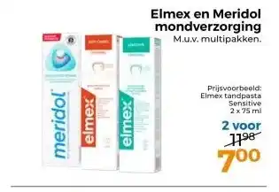 Trekpleister Elmex en Meridol mondverzorging M.u.v. multipakken. aanbieding