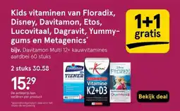 Etos Kids vitaminen van floradix disney davitamon etos lucovitaal dagravit yummy- gums en metagenics aanbieding