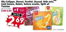 CoopCompact Ola Calippo, Donut, Festini, Guuud, kids mix, Liuk lemon, Raket, Solero exotic, Split of Twister aanbieding