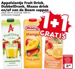 CoopCompact Appelsientje Fruit Drink, DubbelDrank, Maaza drink en/of van de Boom sappen aanbieding