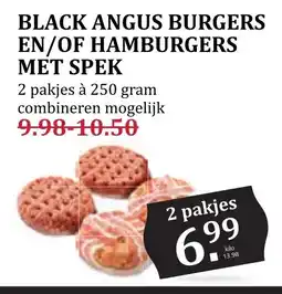 CoopCompact BLACK ANGUS BURGERS EN/OF HAMBURGERS MET SPEK aanbieding