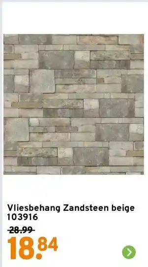 GAMMA Vliesbehang Zandsteen beige 103916 aanbieding