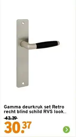 GAMMA Gamma deurkruk set Retro recht blind schild RVS look messing aanbieding