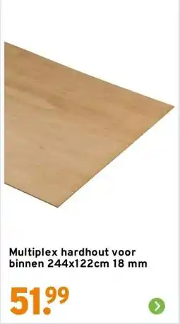 GAMMA Multiplex hardhout voor binnen 244x122cm 18 mm aanbieding