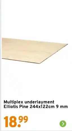 GAMMA Multiplex underlayment Elliotis Pine 244x122cm 9 mm aanbieding
