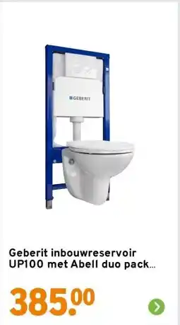 GAMMA Geberit inbouwreservoir UP100 met Abell duo pack met randloos hangend toilet aanbieding
