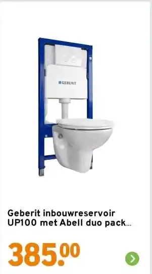 GAMMA Geberit inbouwreservoir UP100 met Abell duo pack met randloos hangend toilet aanbieding