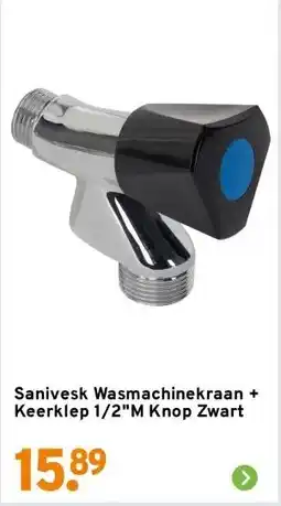 GAMMA Sanivesk Wasmachinekraan + Keerklep 1/2M Knop Zwart aanbieding