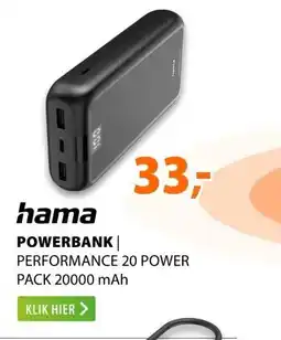 Expert Hama Performance 20 Power Pack 20.000 mAh Antraciet aanbieding
