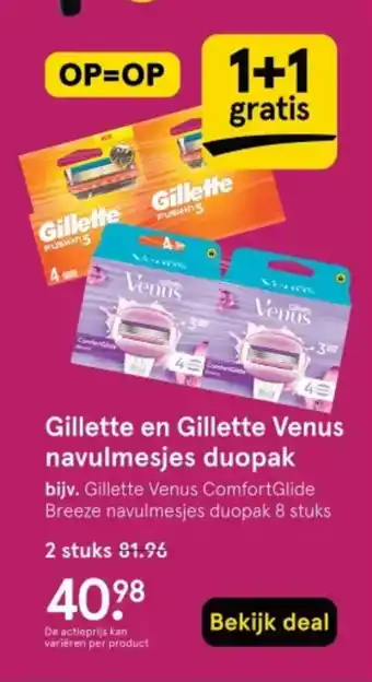 Etos Gillette en gillette venus navulmesjes duopak aanbieding