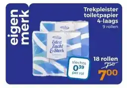 Trekpleister Trekpleister toiletpapier 4-laags 9 rollen aanbieding