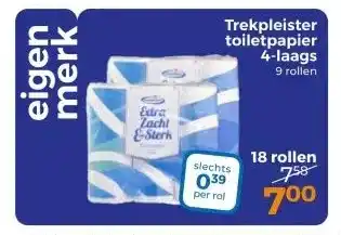 Trekpleister Trekpleister toiletpapier 4-laags 9 rollen aanbieding