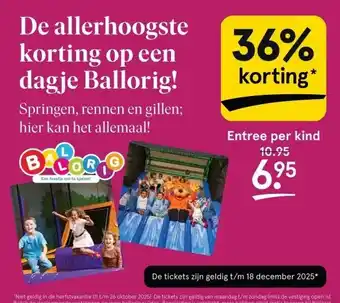 Etos De allerhoogste korting op een dagje Ballorig! aanbieding
