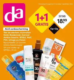 DA Australian Gold, Biodermal, Garnier Ambre Solaire, NIVEA, Naïf, P20, Uriage en Vision aanbieding