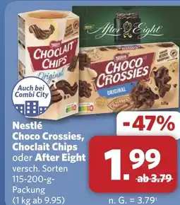 Combi Nestlé Choco Crossies, Choclait Chips oder After Eight aanbieding
