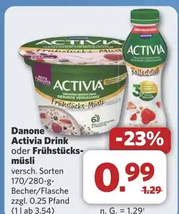 Combi Danone Activia Drink oder Frühstücks müsli aanbieding
