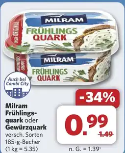 Combi Milram Frühlings- quark oder Gewürzquark aanbieding