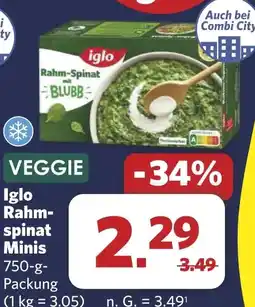 Combi Iglo Rahm- spinat Minis aanbieding