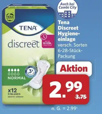 Combi Tena Discreet Hygiene- einlage aanbieding