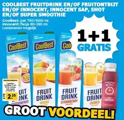 Boon`s Markt COOLBEST FRUITDRINK EN/OF FRUITONTBIJT EN/OF INNOCENT, INNOCENT SAP, SHOT EN/OF SUPER SMOOTHIE aanbieding