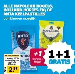 Boon`s Markt ALLE NAPOLEON KOGELS, HOLLAND HOPJES EN/OF ANTA KEELPASTILLES aanbieding