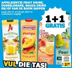 Boon`s Markt APPELSIENTJE FRUIT DRINK, DUBBELDRANK, MAAZA DRINK EN/OF VAN DE BOOM SAPPEN aanbieding
