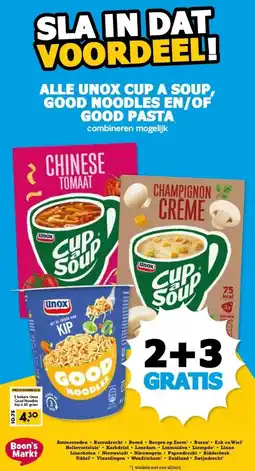Boon`s Markt ALLE UNOX CUP A SOUP, GOOD NOODLES EN/OF GOOD PASTA aanbieding