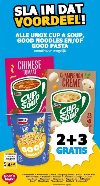 Boon`s Markt ALLE UNOX CUP A SOUP, GOOD NOODLES EN/OF GOOD PASTA aanbieding