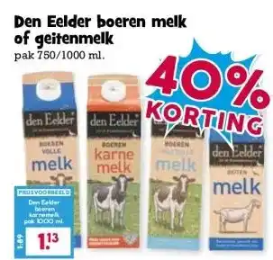 Boon`s Markt Den Eelder boeren melk of geitenmelk aanbieding