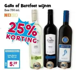 Boon`s Markt Gallo of Barefoot wijnen aanbieding