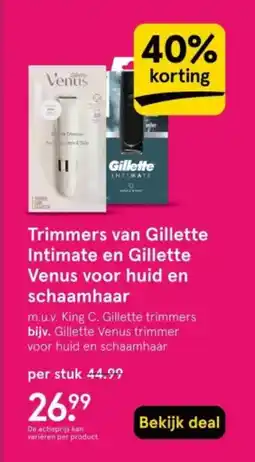 Etos Trimmers van gillette intimate en gillette venus voor huid en schaamhaar aanbieding