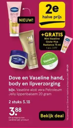 Etos Dove en vaseline hand body en lipverzorging aanbieding