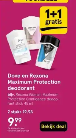 Etos Dove en Rexona Maximum Protection deodorant aanbieding
