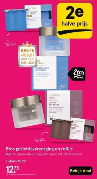 Etos Etos gezichtsverzorging en refills aanbieding
