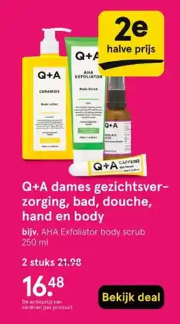 Etos Q+A dames gezichtsver zorging, bad, douche, hand en body aanbieding
