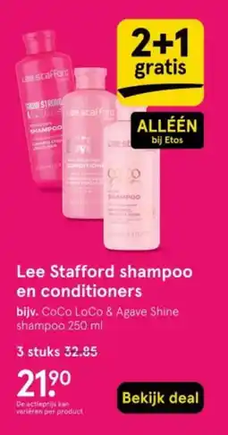Etos Lee Stafford shampoo en conditioners aanbieding