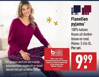 ALDI Flanellen pyjama S-XL aanbieding