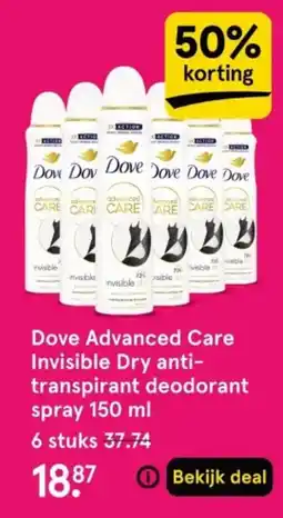 Etos Dove Advanced Care Invisible Dry anti transpirant deodorant spray aanbieding